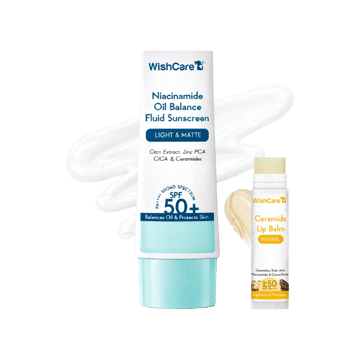 Wishcare WishCare Ceramide Lip Balm - SPF 50 PA+++ (Untinted) + WishCare Fluid Sunscreen - Niacinamide Oil Balance (SPF 50 PA++++) Combo