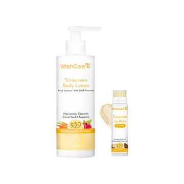 Wishcare WishCare Ceramide Lip Balm - SPF 50 PA+++ (Untinted) + WishCare Sunscreen Body Lotion (SPF 50 PA+++) Combo