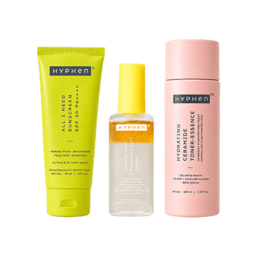 Hyphen Double Shot Radiance-Lift Face Serum +  All I Need Sunscreen (SPF 50 PA++++) +  Ceramide Milky Toner with Rice Water Combo