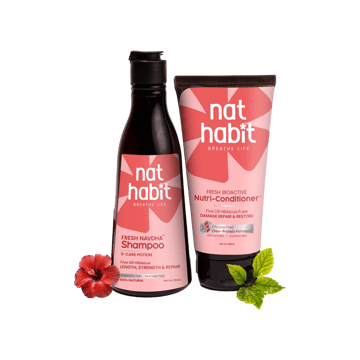 Nat Habit Hibiscus Shampoo for Strength & Shine +  Hibiscus Conditioner for Damage Repair Combo