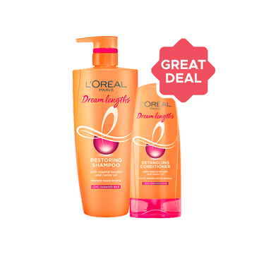 L'Oreal Paris Dream Lengths Shampoo +  Dream Lengths Conditioner 180 ml Combo