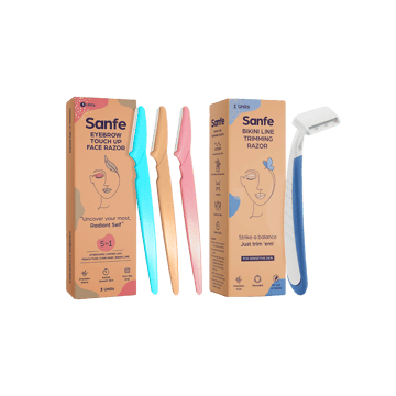 Sanfe Reusable Eyebrow Touch Up Face Razor +  Bikini Line Trimming Bikini Razor Combo