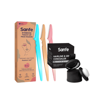 Sanfe Reusable Eyebrow Touch Up Face Razor +  Hair Line Touch-Up Hair Powder (Black) Combo