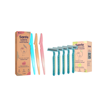 Sanfe Reusable Eyebrow Touch Up Face Razor +  Hair Removal Disposable Women's Razor Combo
