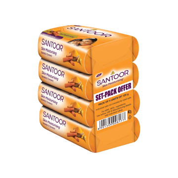 Santoor Skin Moisturising Sandal & Turmeric Soap - Pack of 4