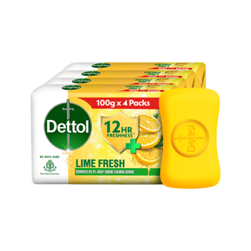 Dettol Lime Fresh Bathing Bar Soap with 12 Hrs Germ Protection