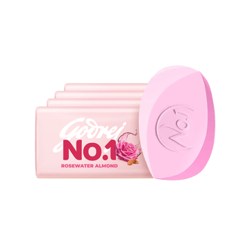 Godrej No.1 Rosewater & Almonds Soap 4x100 g