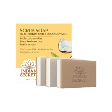 Indian Secrets Scrub Soap (Hyaluronic Acid & Coconut Milk)