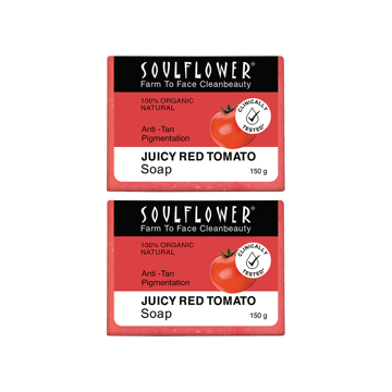Soulflower Juicy Red Tomato Soap for Tan Removal - Pack of 2
