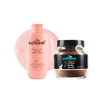 MCaffeine Naked & Raw Coffee Body Scrub +  Guava Tini De-Tan Body Wash Combo