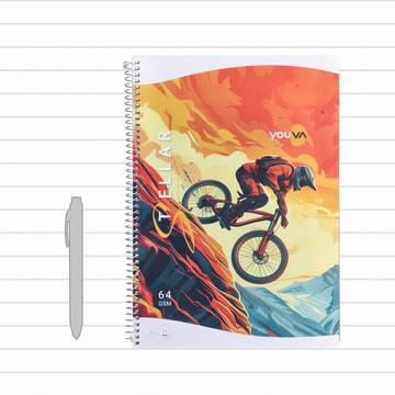 Youva Spiral Single Line Notebook (A4, Multicolour)