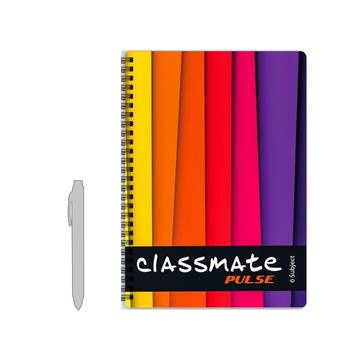 Classmate 6 Subject Unruled Notebook (A4, Colour May Vary)