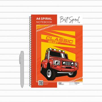 Best Spiral Single Line Notebook (A4, Multicolour)