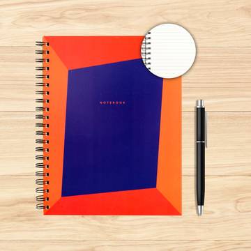 TigerNotes Bevel Series Single Line Diary (A4, 250, Orange, Blue)