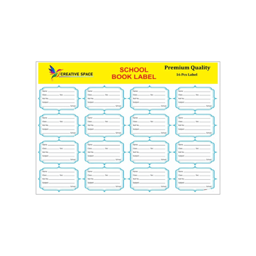 Creative Space Name Label for School Notebook (White)