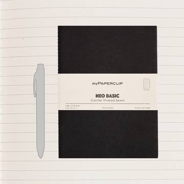 myPAPERCLIP NeoBasic Single Line Notebook (A5, Black)