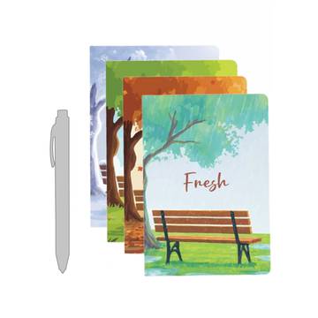Papboo Bench Unruled Notebook Set (A5, Green)