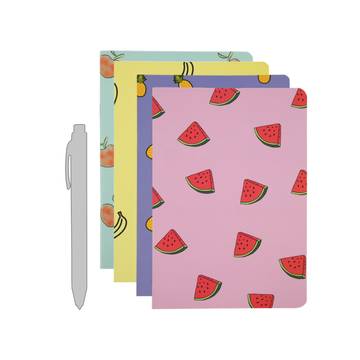 Papboo Fruits Handy Unruled Notebook Set (A5, Multicolour)