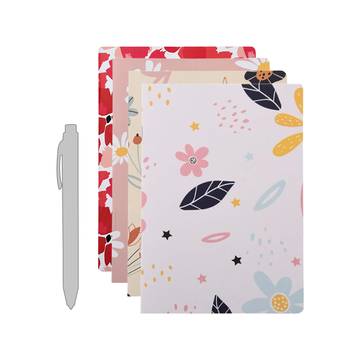 Papboo Floral Unruled Notebook Set of 4 (A5, Multicolour)