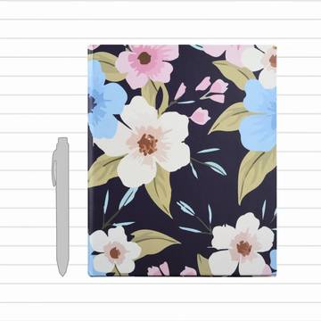 Papboo Dark Floral Single Line Diary (140, Multicolour)