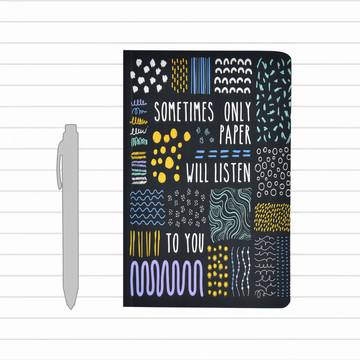 Papboo Writers Single Line Notebook (A5, Black)
