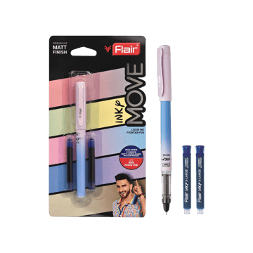 Flair Inky Move Fountain Pen With 2 Cartridges (Blue)