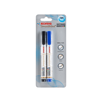 Kores Smoothline Whiteboard Markers (Black, Blue)