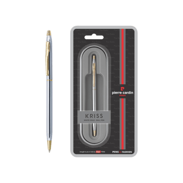 Pierre Cardin Kriss White-Gold Finish Metal Ball Pen (Blue)