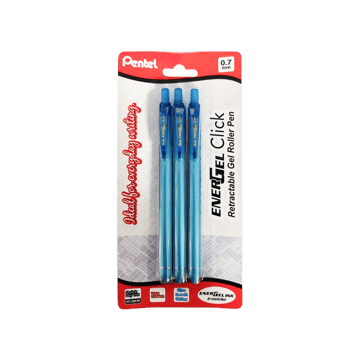 Pentel Energel Click Gel Pen - Pack of 3 (Blue)