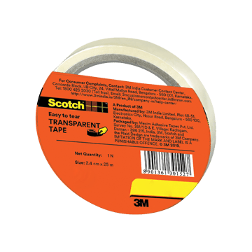 Scotch Easy To Tear Tape (Transparent, 25 m)