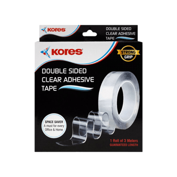 Kores Double Sided Tape (Transparent, 3 mtr)
