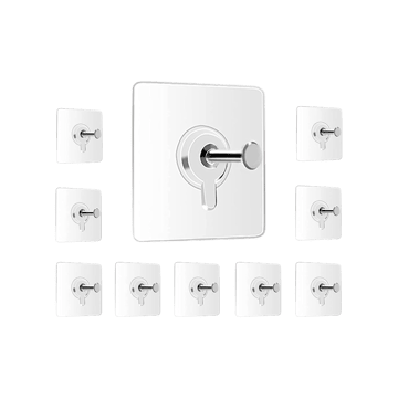 Flyngo Self Adhesive Wall Hooks (Transparent, 2.4" x 2.4" x 0.4")