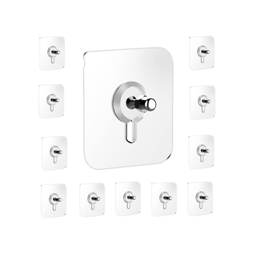 Flyngo Adhesive Screw Wall Hooks (Transparent, 2.4" x 2.4" x 0.8")