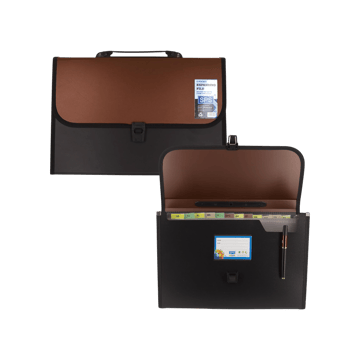 SPS 13 Pockets Expanding File Folder (Brown & Black)