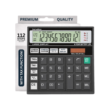 Zappfresh 112 Steps Check & Correct Digital Calculator (Black)