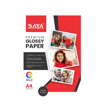 Saya Glossy Printing Photo Paper (180 GSM, White)