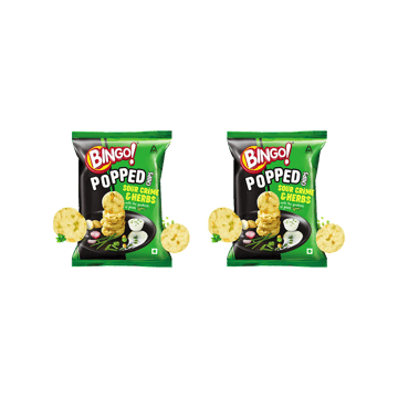 Bingo Popped Sour Cream & Herbs Potato Chips - Pack of 2