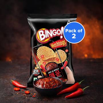 Bingo Hashtags Hot & Spicy Korean Style Chips - Pack of 2