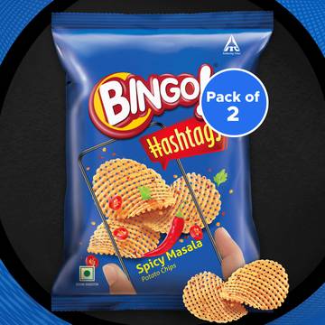 Bingo Hashtags Spicy Masala Potato Chips - Pack of 2