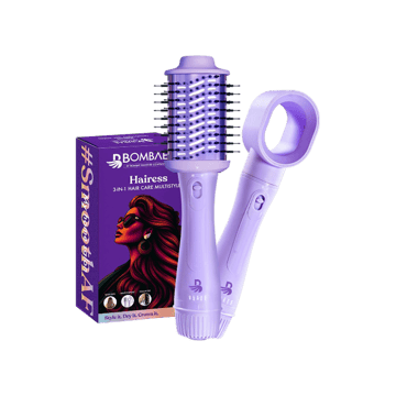 Bombae Hairess Ionic 3-in-1 Hot Air Brush Volumizer and Hair Straightener (Lavender, 1200 W)